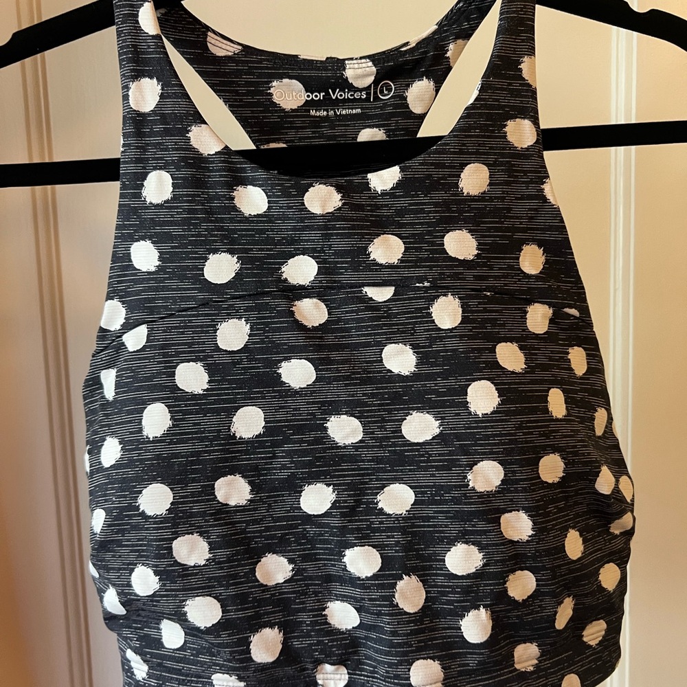 Outdoor Voices Black and White Polka Dot Sports Bra